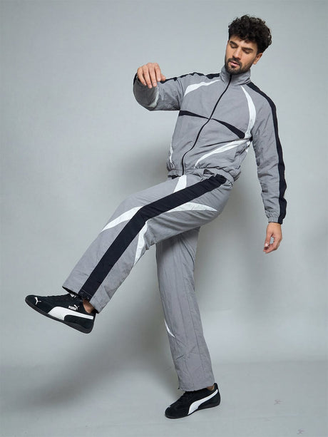 Grey Crescent Cut And Sew Tracksuit Tracksuits Fugazee 
