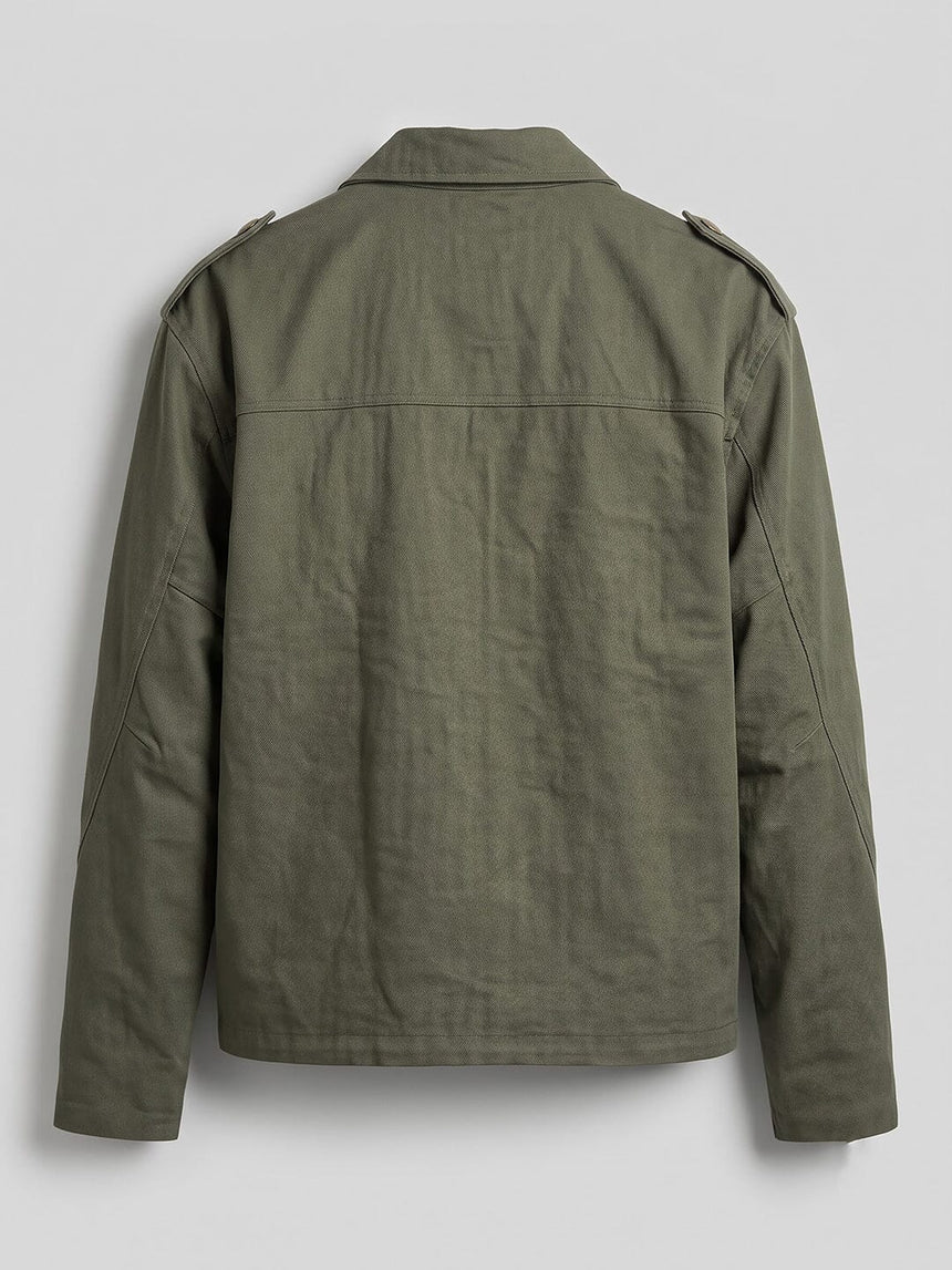 Olive Twill Heavyweight Harrington Cropped Jacket Jackets Fugazee 