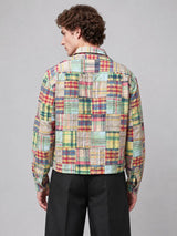 Multicolour Patchwork Plaid Cropped Shirt Shirts Fugazee 