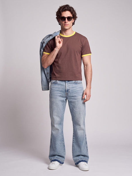 Brown Ringer Cropped Tshirt T-Shirts Fugazee 