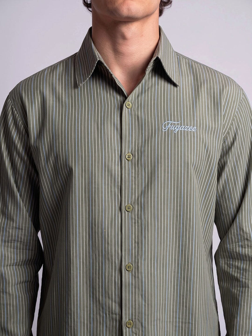 Myrtle Striped Embroidered Boxy Shirt Shirts Fugazee 