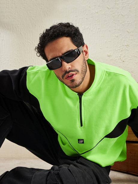 Neon And Black Oversized Cut Sew Sweatshirt Sweatshirts Fugazee 