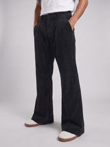 Black Corduroy High Waisted Flared Trousers Trousers Fugazee 