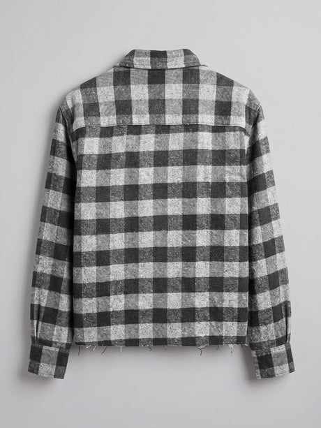 Grey & Black Raw Edge Boxy Shirt Shirts Fugazee 