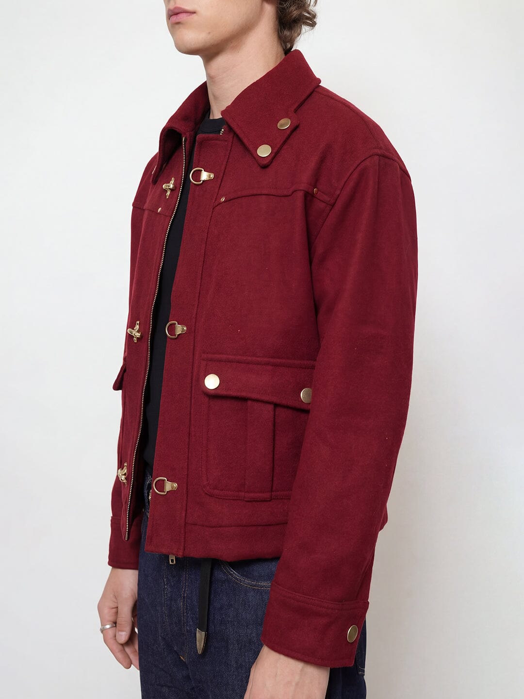 Maroon Fireman Clasp Woollen Jacket Jackets Fugazee 