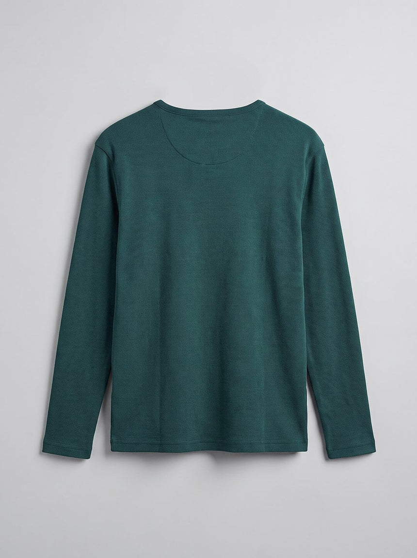 Bottle Green Ribbed Henley Tshirt T-Shirts Fugazee 
