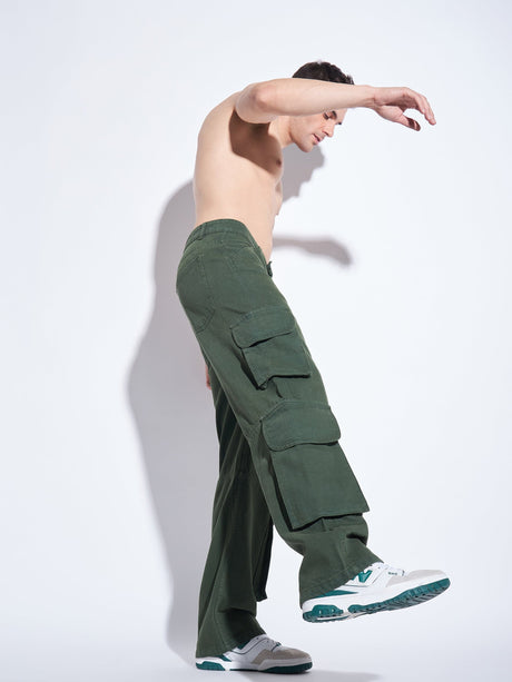 Green Washed Cargo Baggy Denim Jeans Fugazee 
