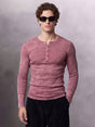 Crimson Acid Washed Ribbed Longsleeve Henley Tshirt T-Shirts Fugazee 