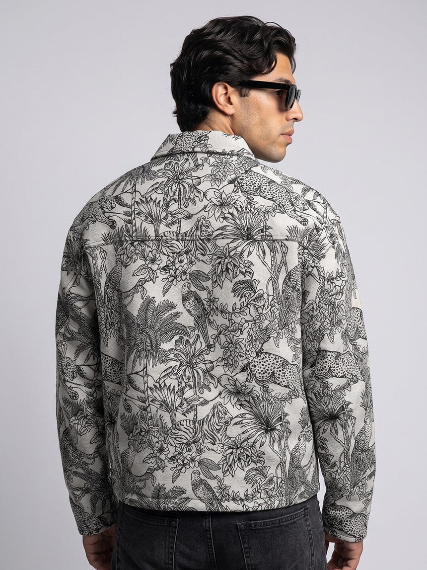 Ecru Tiger Tapersty Cropped Harrington Jacket Jackets Fugazee 