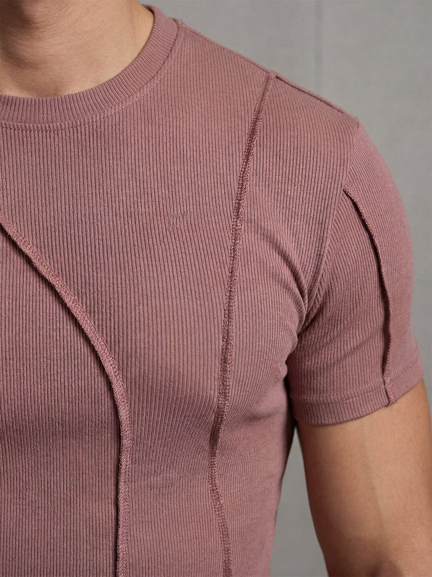 Dusty Cedar Ribbed Cut Sew Muscle Tshirt T-Shirts Fugazee 