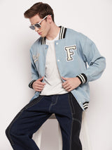 Blue Denim Varsity Jacket Jackets Fugazee 