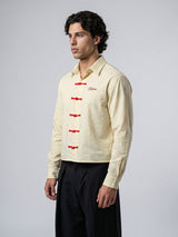 Lemon Striped Frog Buttoned Cropped Shirt Shirts Fugazee 