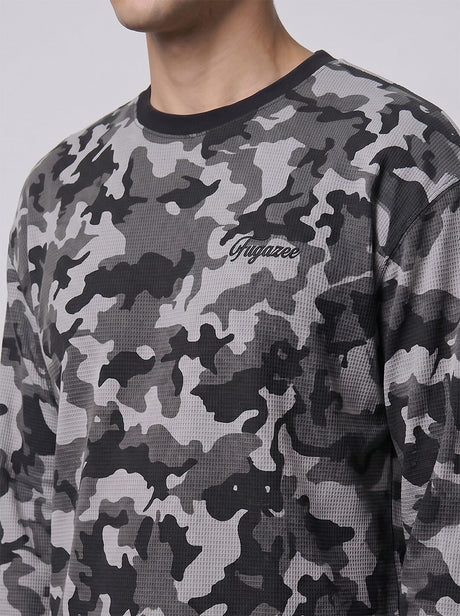 Grey Camo Waffle Longsleeve Tshirt T-Shirts Fugazee 