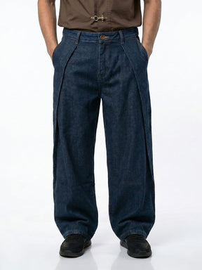 Dark Washed Pleated Denim Jeans Fugazee 