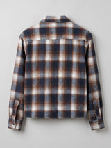 Brown & Navy Checkered Flannel Cropped Shirt Shirts Fugazee 