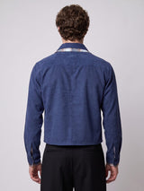 Nautical Blue Corduroy Double Collared Cropped Shirt Shirts Fugazee 