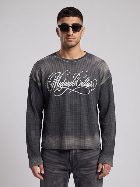 Midnight Washed Waffle Graphic Tshirt T-Shirts Fugazee 