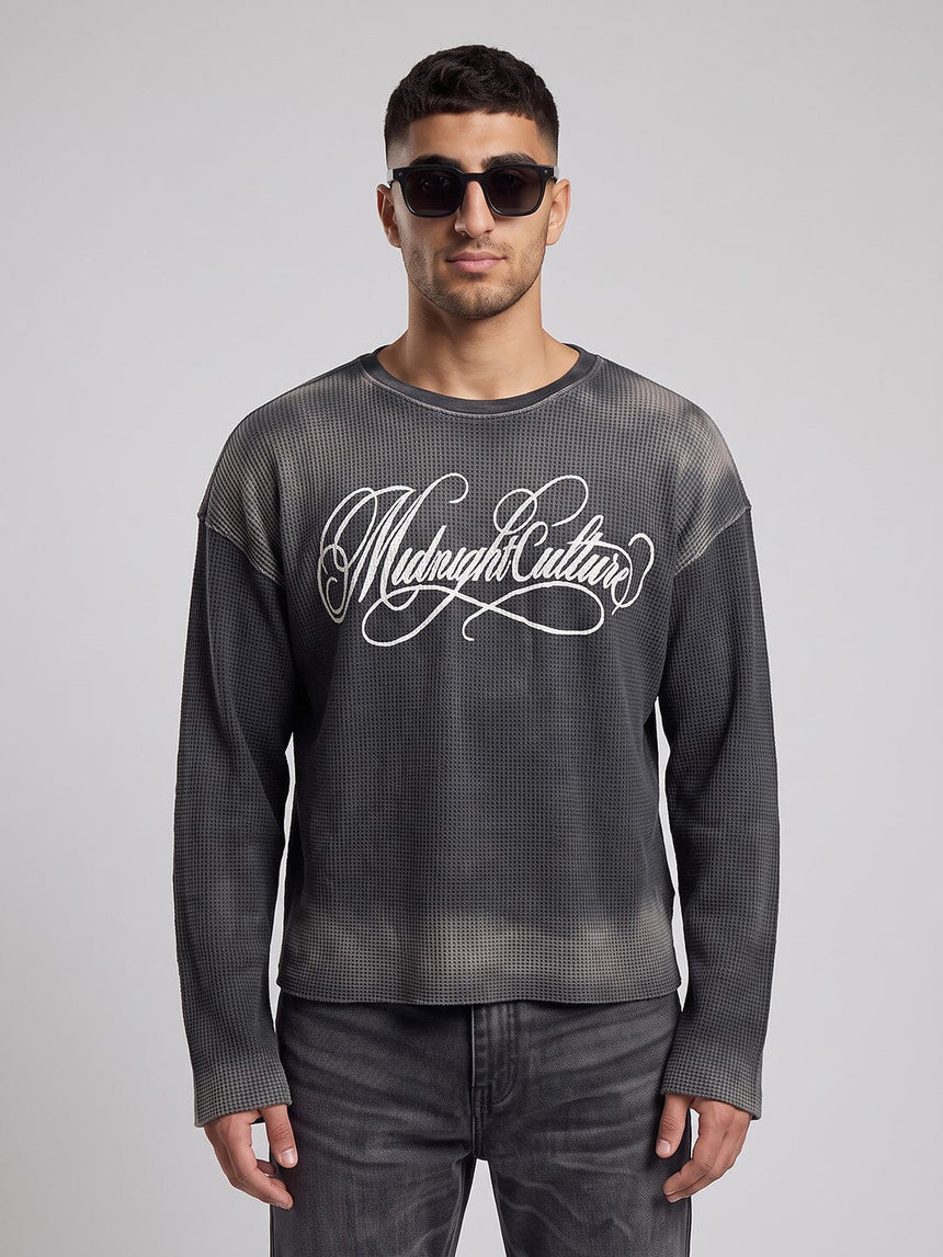Midnight Washed Waffle Graphic Tshirt T-Shirts Fugazee 