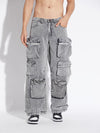Stone Washed Baggy Cargo Pants