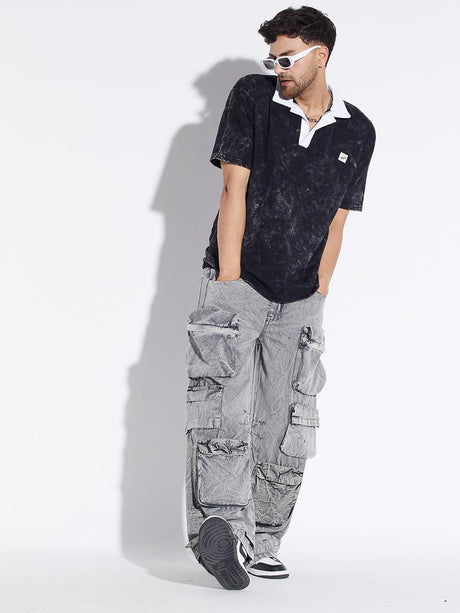 Stone Washed Baggy Cargo Pants Trousers Fugazee 