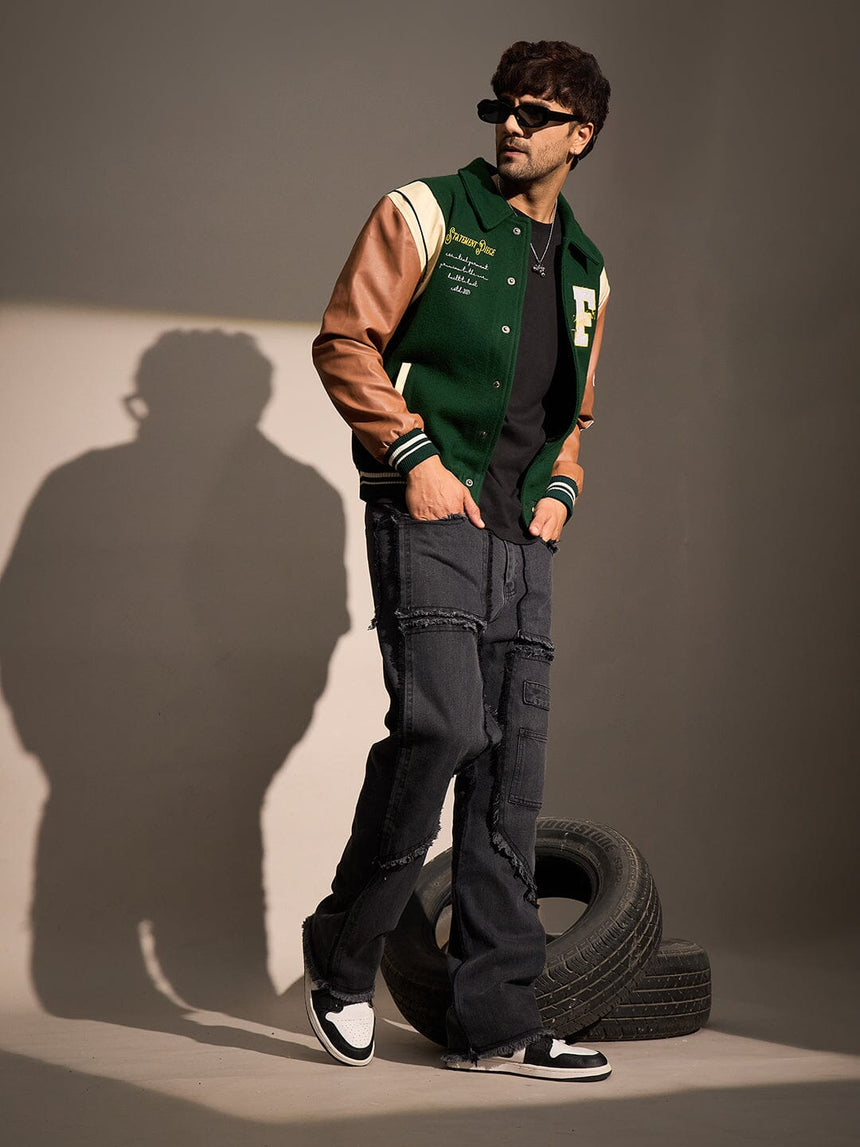 Green Statement Woollen Varsity Jacket Buy Men Jacket Fugazee FUGAZEE green-statement-woollen-varsity-jacket-buy-men-jacket-fugazee-fugazee