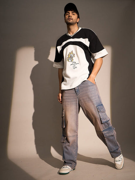 Indigo Dusty Wash Cargo Denim Jeans Fugazee 