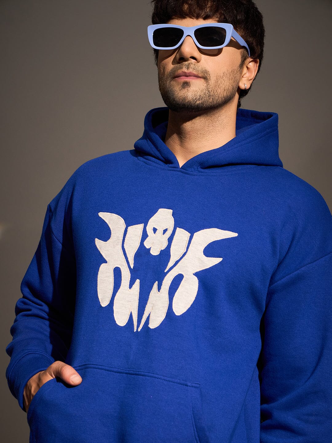 Royal Blue Embroidery Oversized Hoodie Buy Mens Sweatshirt Fugazee FUGAZEE