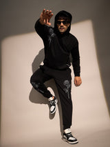 Black Rose Embroidered Oversized Tracksuit Tracksuits Fugazee 