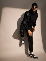 Black Rose Embroidered Oversized Tracksuit Tracksuits Fugazee 