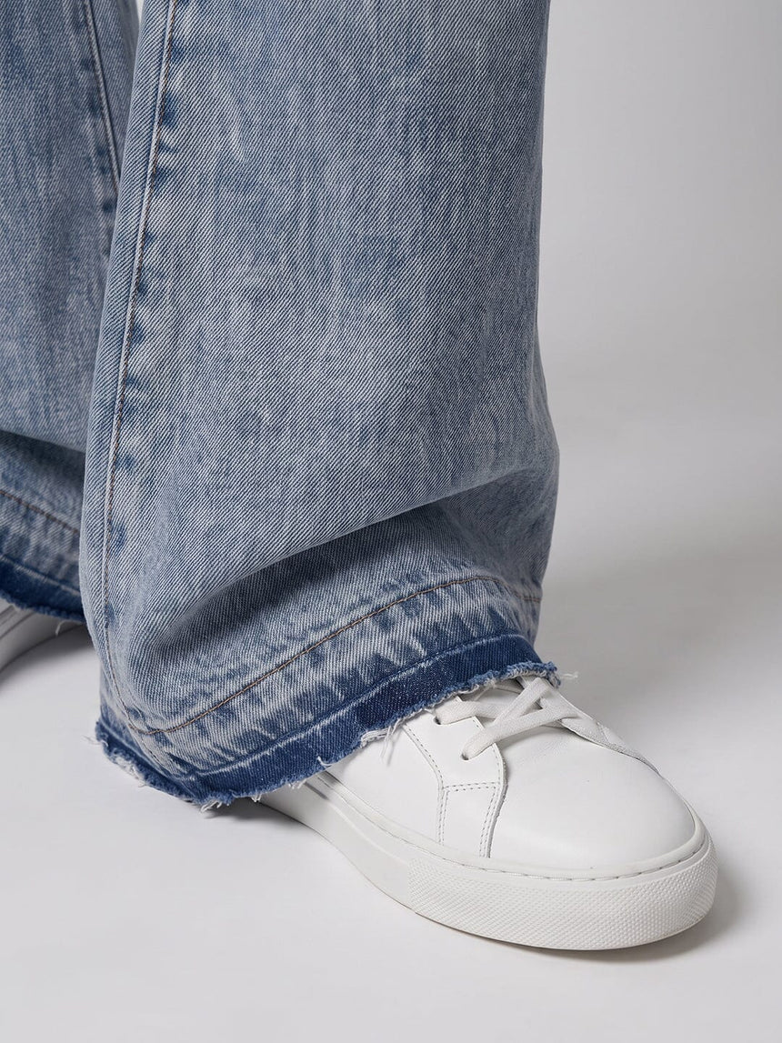 Super Ice Flared Raw Edge Denim Jeans Fugazee 