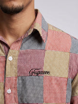 Checkered Patchwork Cropped Shirt Shirts Fugazee 