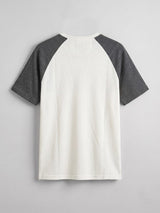 Ecru and Charcoal Raglan Ribbed Henley Tshirt T-Shirts Fugazee 