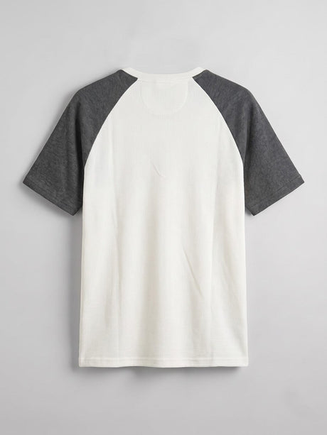 Ecru and Charcoal Raglan Ribbed Henley Tshirt T-Shirts Fugazee 