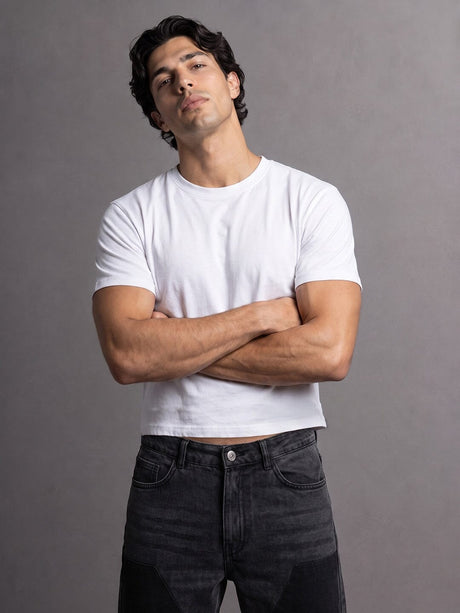 White Solid Cropped Tshirt T-Shirts Fugazee 