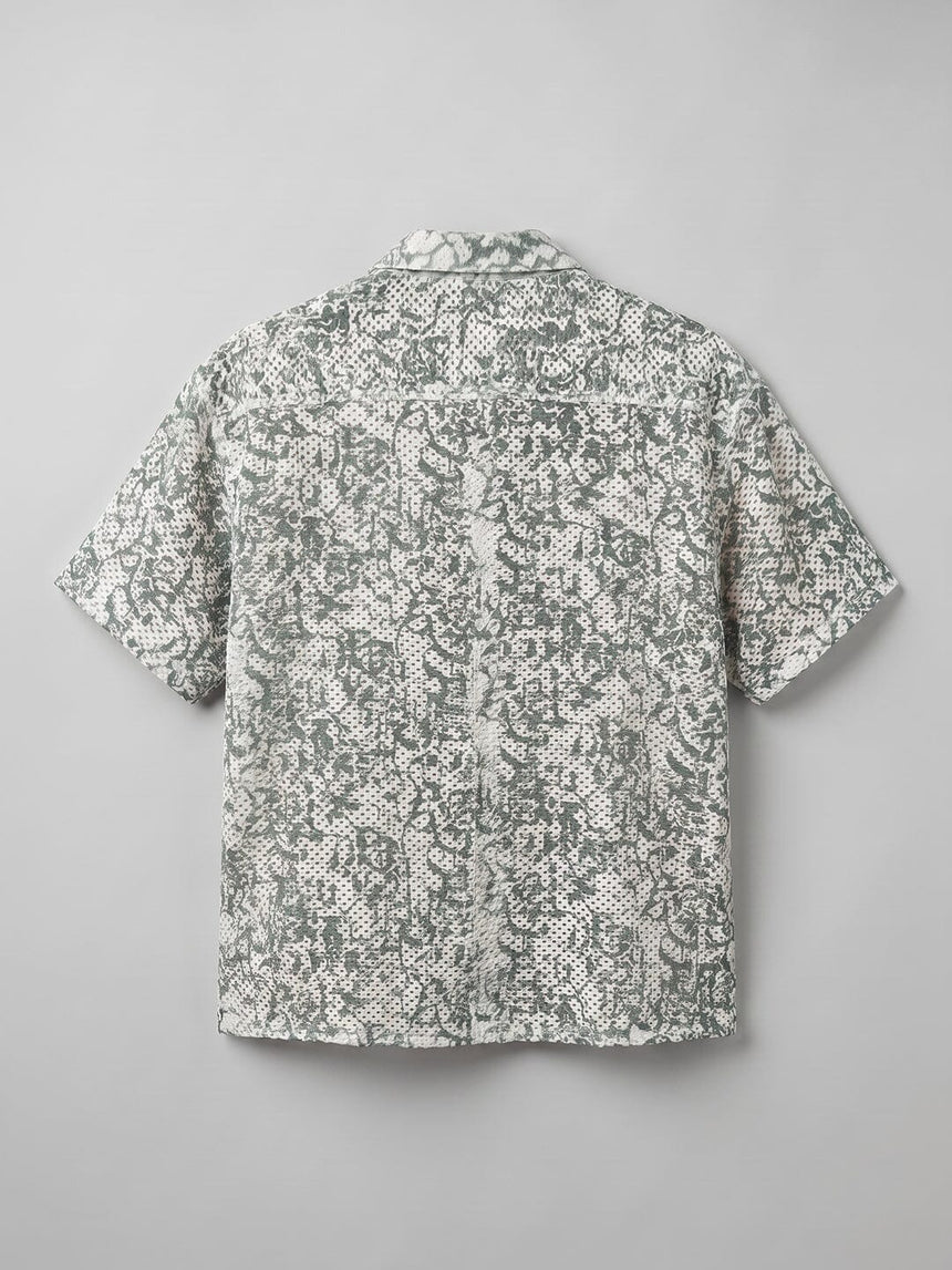 Green Floral Mesh Cropped Shirt Shirts Fugazee 