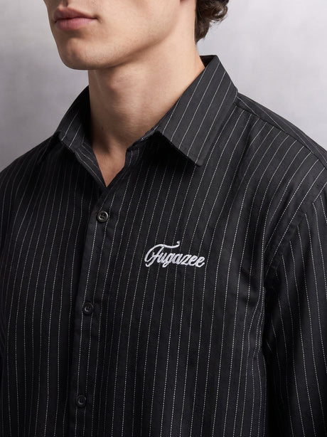 Black Striped Cropped Full Sleeves Shirt Shirts Fugazee 