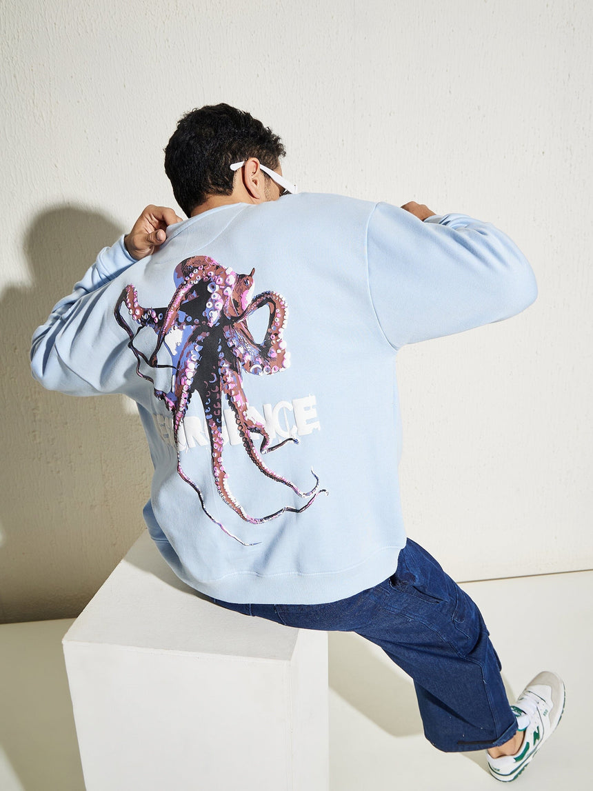 Sky Octopus Oversized Sweatshirt Sweatshirts Fugazee 