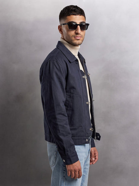 Navy Twill Fireman Clasp Jacket Jackets Fugazee 
