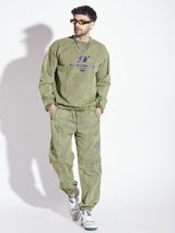 Green Acid Washed Sweatshirt & Jogger Combo Tracksuit Tracksuits Fugazee 