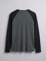 Green Striped Raglan Ribbed Tshirt T-Shirts Fugazee 