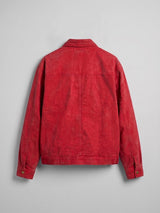 Red Washed Denim Fireman Clasp Jacket Jackets Fugazee 