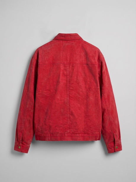 Red Washed Denim Fireman Clasp Jacket Jackets Fugazee 