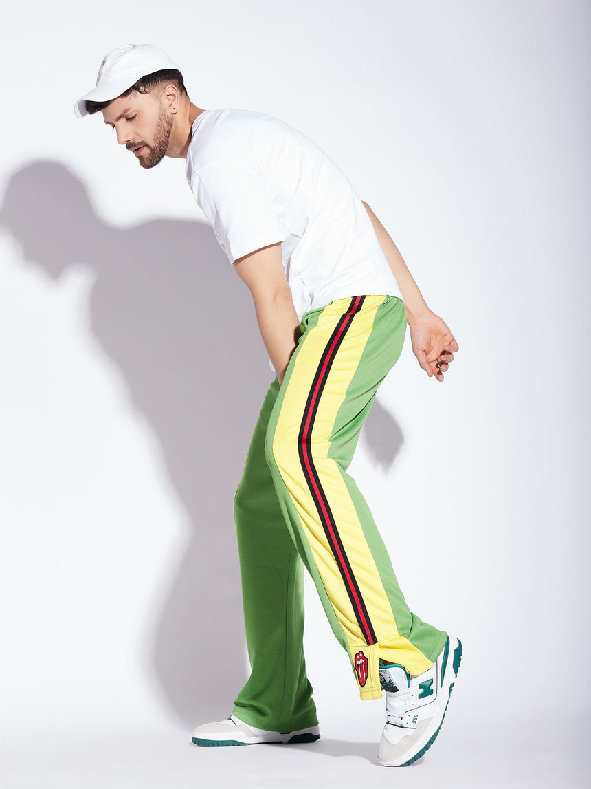 Bright Green Mesh Boot Cut Trackpant