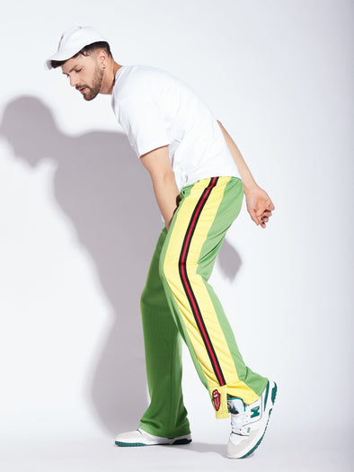 Bright Green Mesh Boot Cut Trackpant