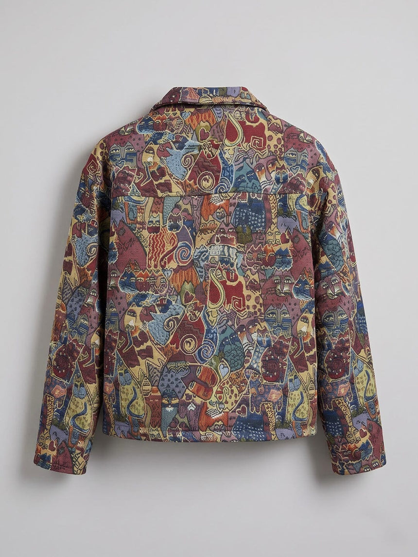 Abstract Tapestry Cropped Harrington Jacket Jackets Fugazee 