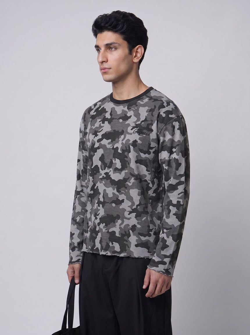 Grey Camo Waffle Longsleeve Tshirt T-Shirts Fugazee 
