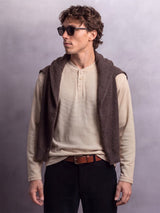 Beige Waffle Relaxed Henley Tshirt T-Shirts Fugazee 