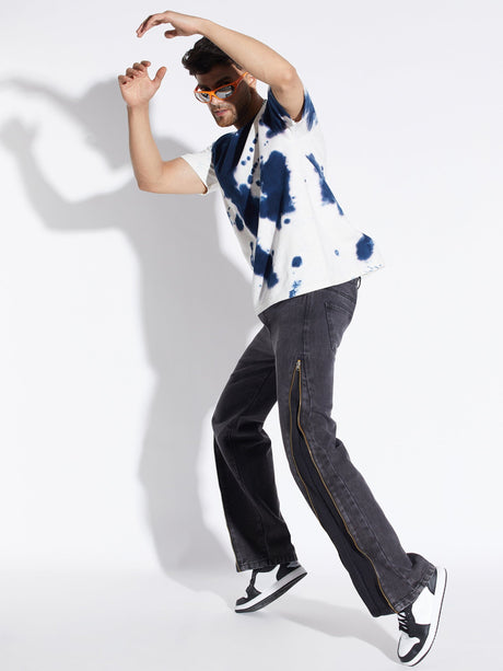 Black Zipped Adjustable Flared Denim Jeans Fugazee 