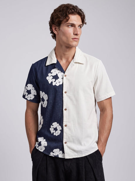 Floral Split Corduroy Denim Shirt Shirts Fugazee 