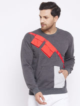 Charcoal Contrast Patch Pocket Sweatshirt Sweatshirts Fugazee 